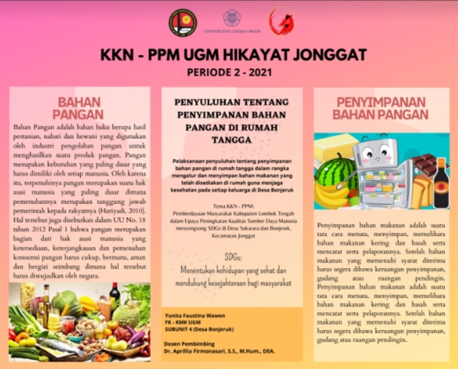 Penyuluhan tentang Penyimpanan Bahan Pangan di Rumah Tangga Booklet