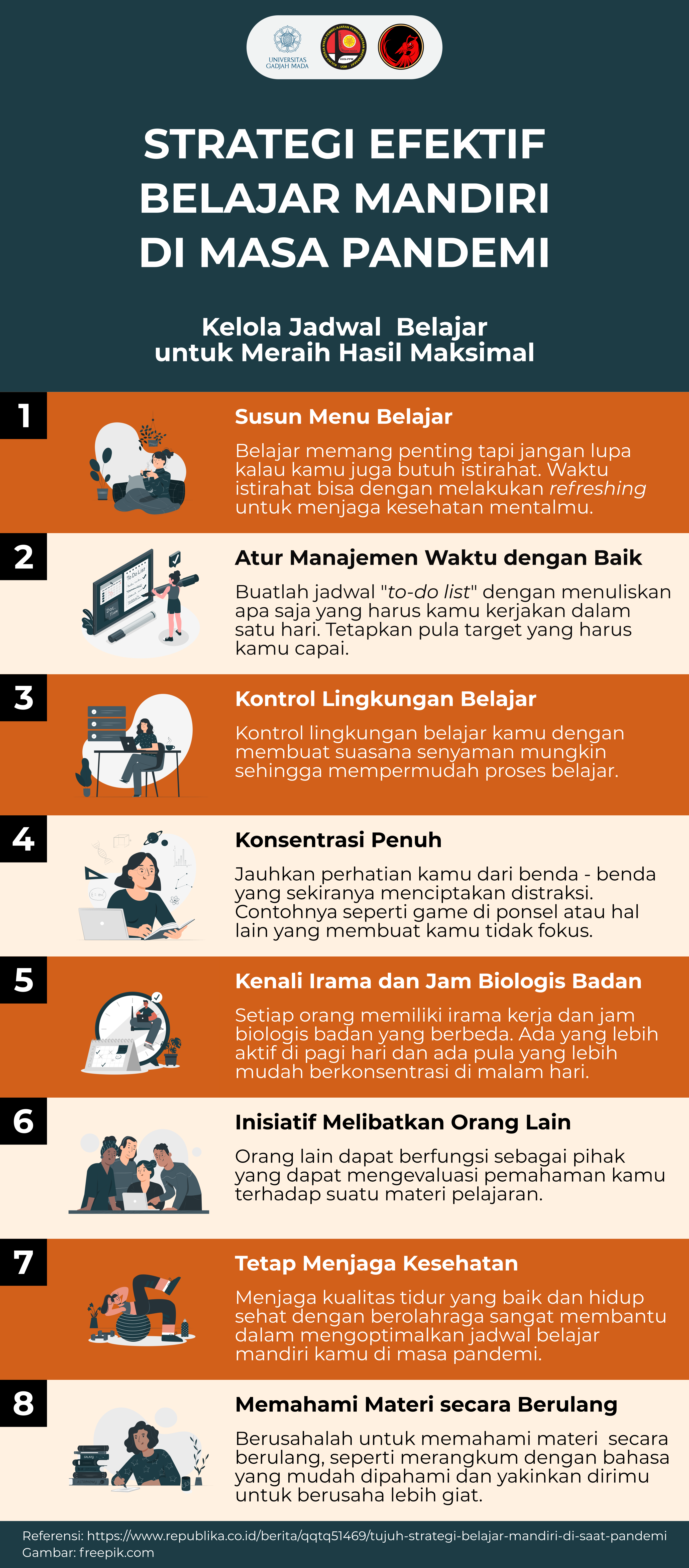 Poster Infografis Tentang Tips Belajar Efektif di Masa Pandemi